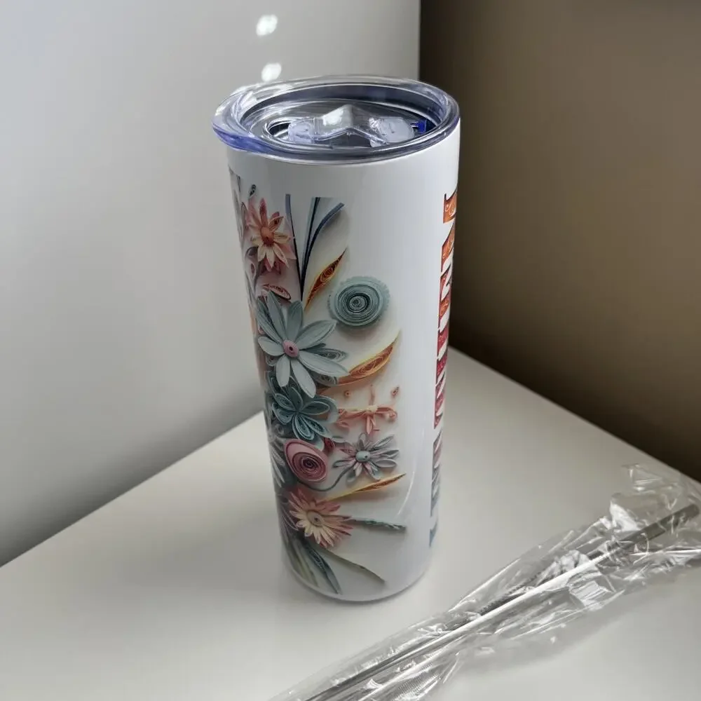 Custom Printed 20oz Tumbler Let Them Quote Lid Straws And Straw Cleaner